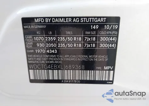 2020 Mercedes-Benz Gla 250 from USA, damaged, VIN WDCTG4EBXLJ689368